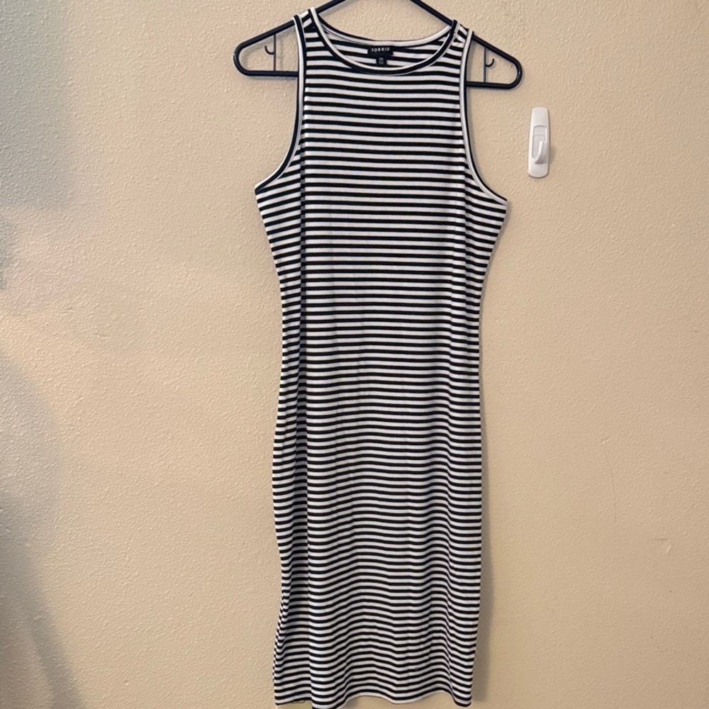 Torrid Black and White Striped Midi Dress